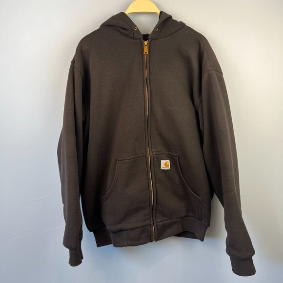 Carhartt Mens Thermal-Lined Full-zip Long-sleeve Hooded Sweatshirt Size M Black - Picture 2 of 8